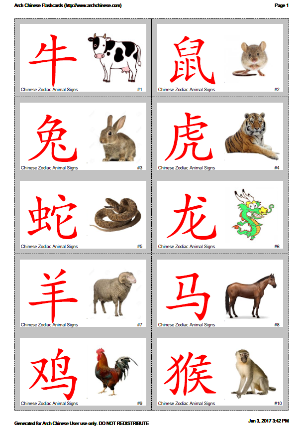 chinese characters flashcards printable